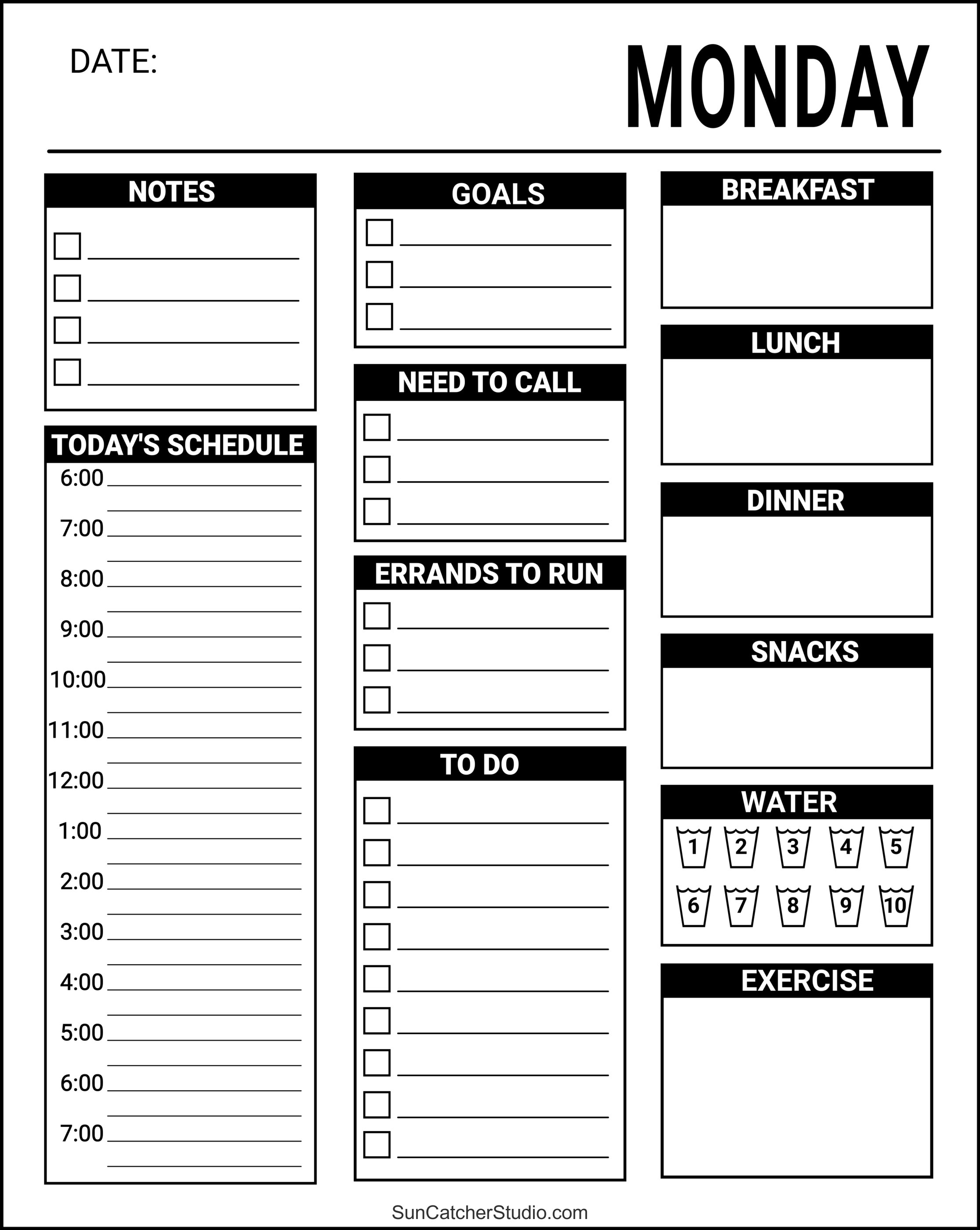 Daily Planners Templates
