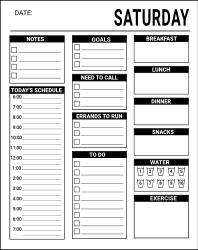 Printable daily planner. Free printable daily planner template, pdf, notes, task list, organized, priorities, schedule, errands, print, download, online, simple, todo, for work, for school.