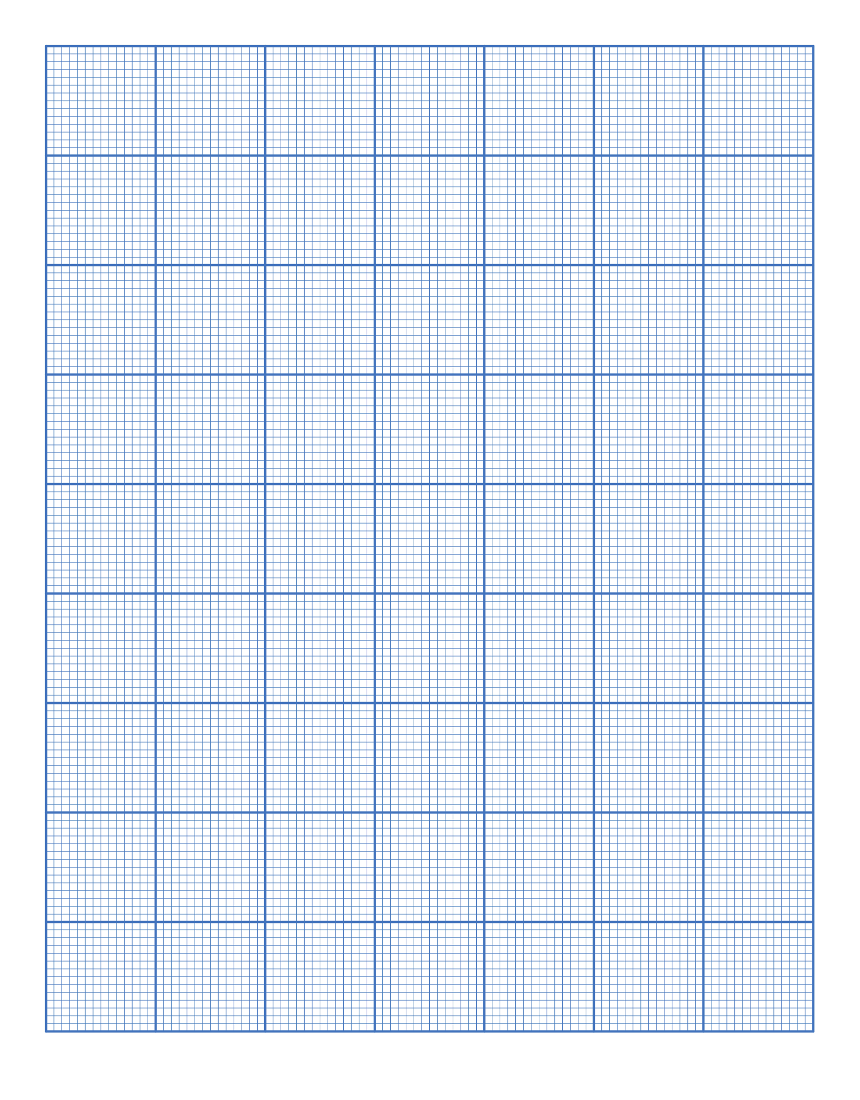 Graph Paper: Full Page Grid - 14x19boxes - half inch squares - no name line