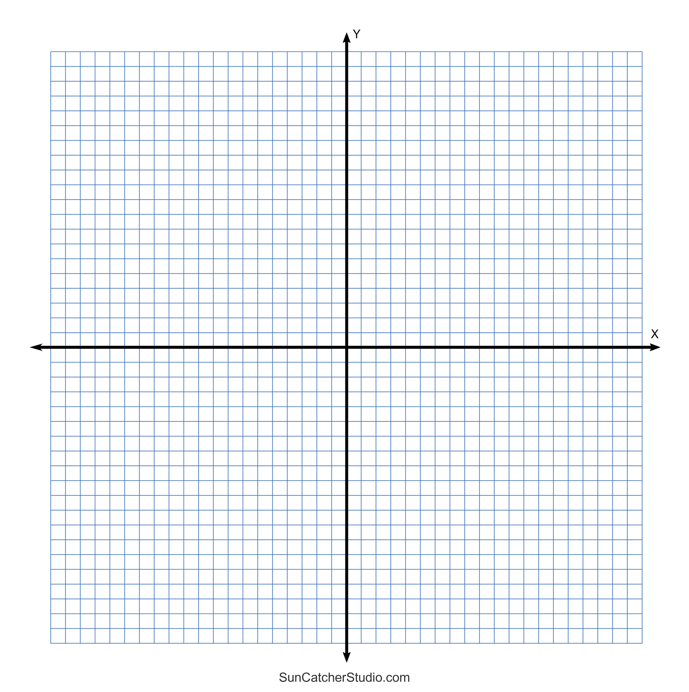 Grid Paper With X And Y Axis 40x40 4 Quadrants 010101 4477bb 