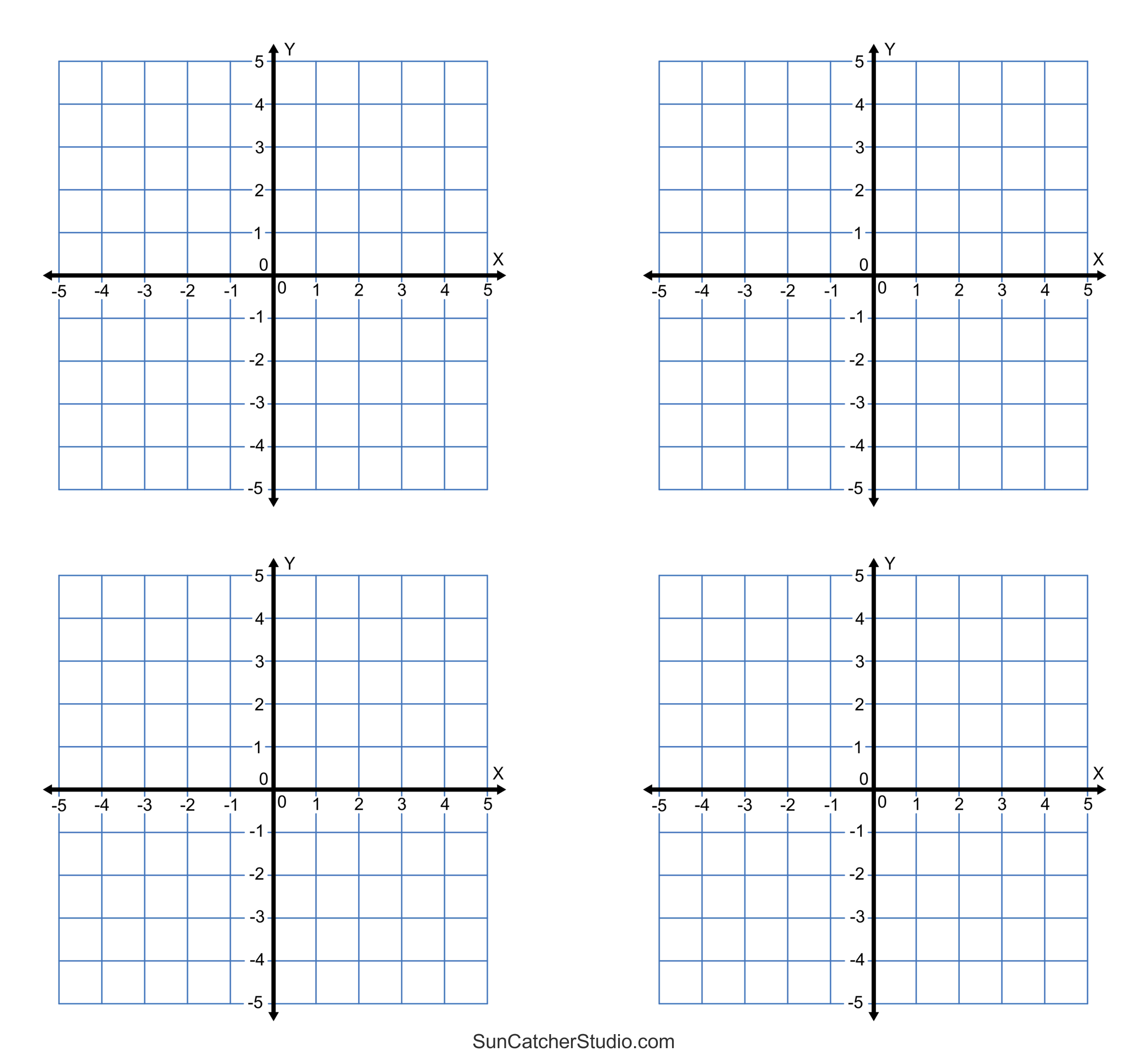 Math Graph Paper 4 10x10 4 Quadrants 010101 4477bb 