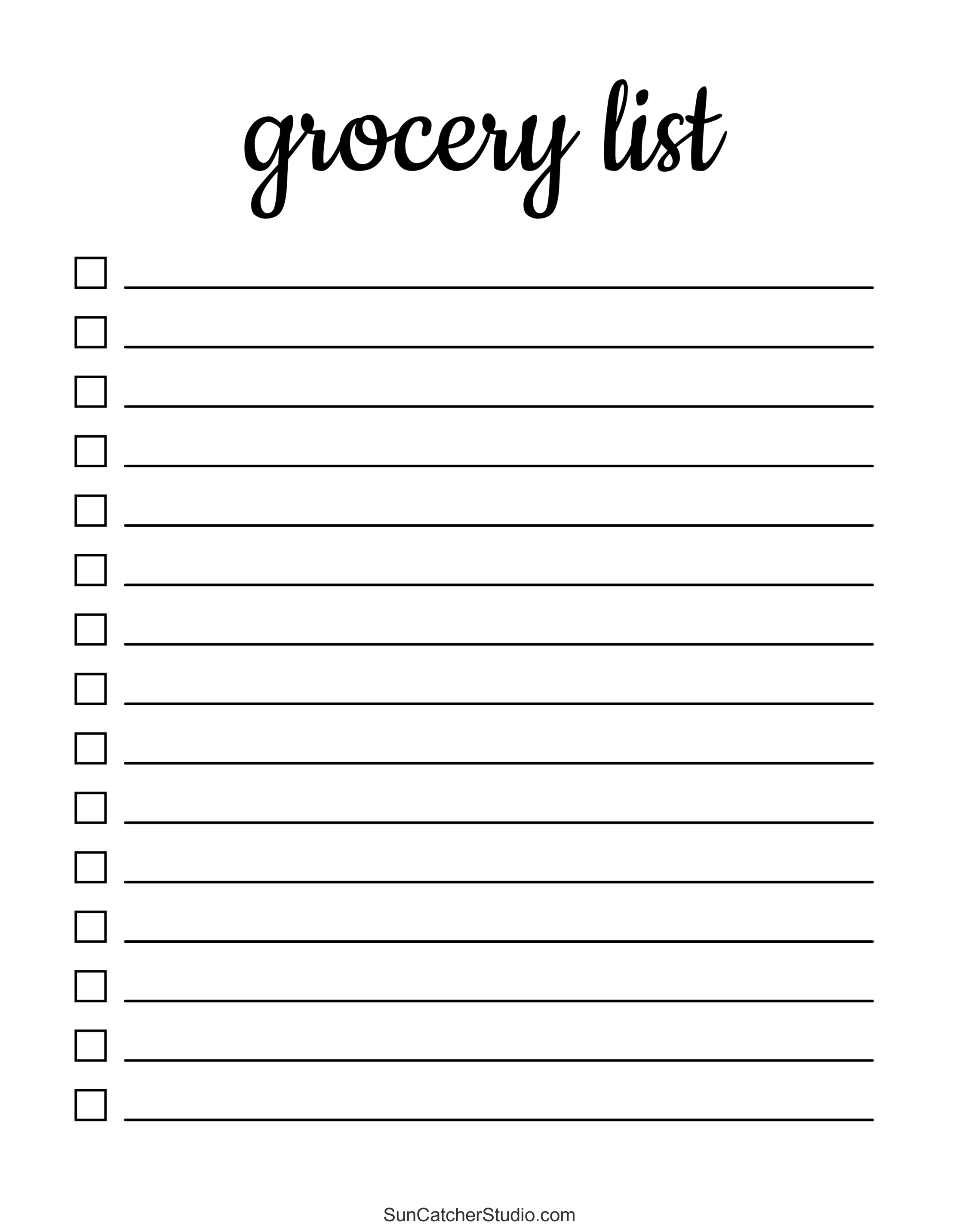 Editable Grocery List Template
