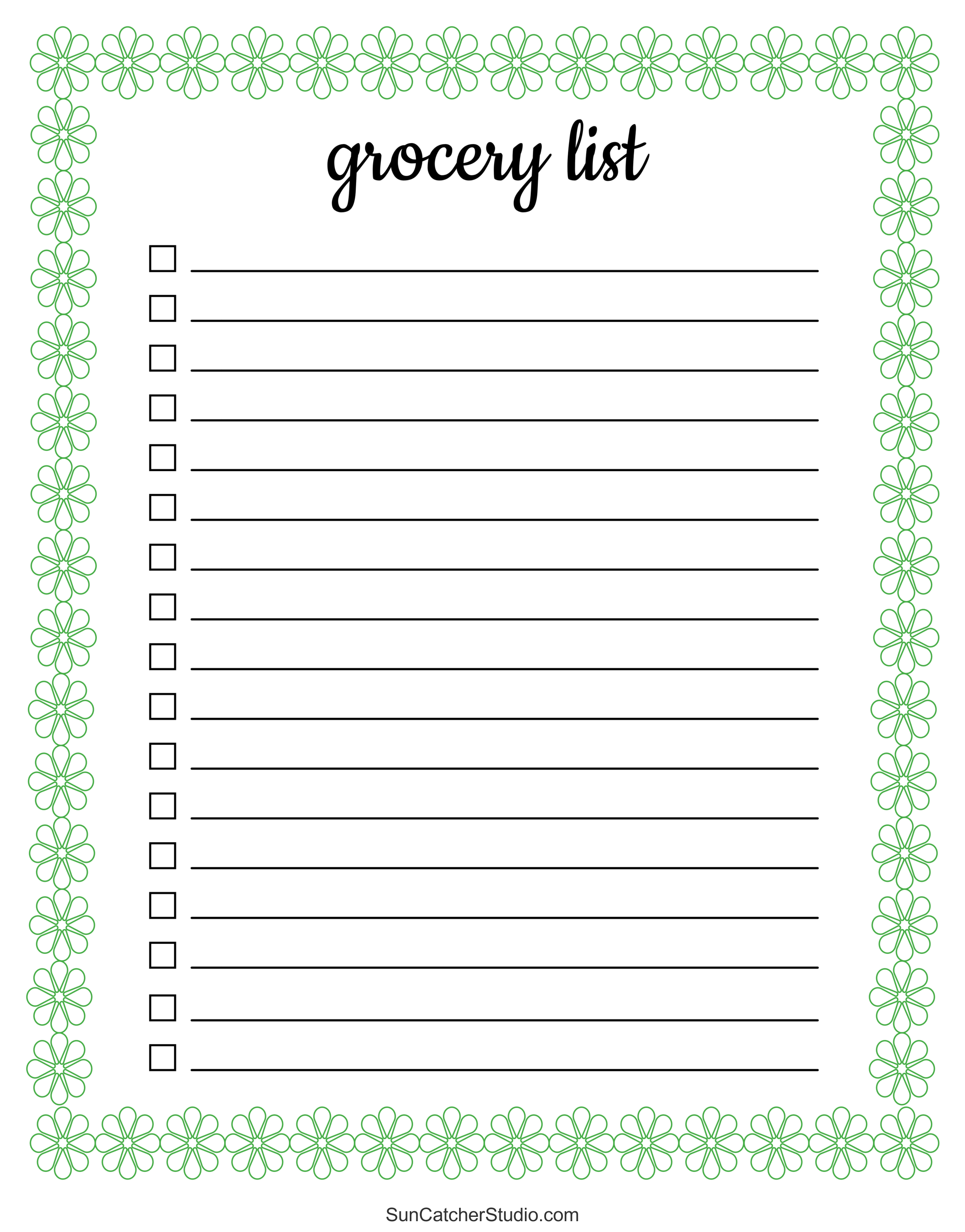 Free Printable Grocery List Templates in PDF, PNG and JPG Formats · InkPx