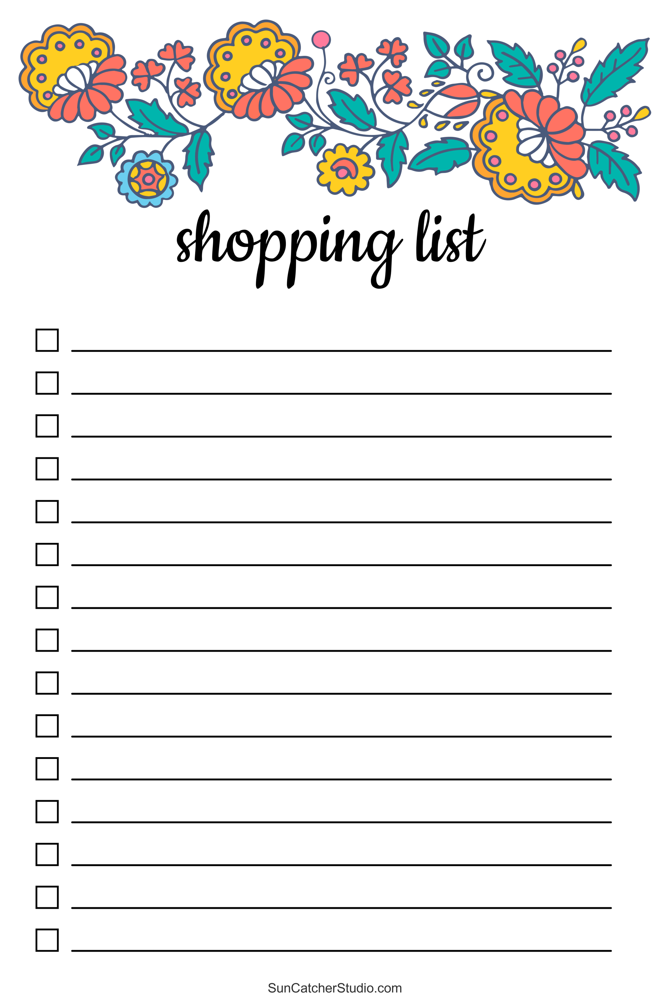 cute blank shopping list