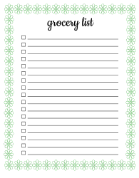 Printable grocery list. Free printable grocery list template, pdf, shopping list, notes, organized, print, download, online.