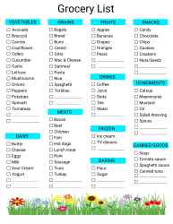 Free Grocery List Templates, PDF