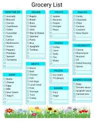 Free Printable Grocery List Templates in PDF, PNG and JPG Formats · InkPx