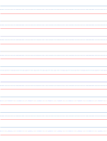 Handwriting Paper: Portrait Orientation: 10 lines / page, Free printable lined paper, template, handwriting, writing, print, notebook paper, practice, red and blue, kindergarten, penmanship, downloadable.
