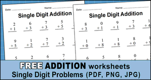 Single Digit Addition Worksheets