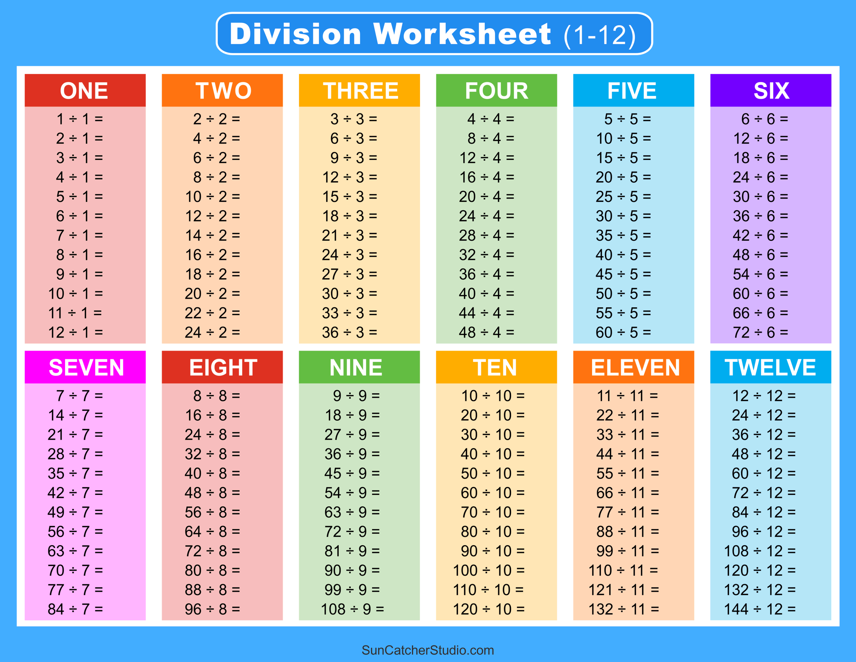 Division Charts And Tables (Free Printable PDF Math 49% OFF