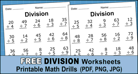 Division Worksheets & Problems (Free Printable Math Drills)