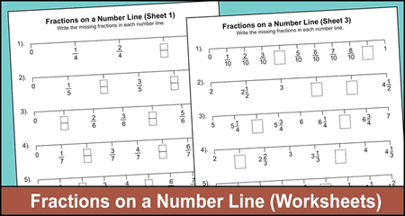 Fractions on a Number Line (Printable Worksheets)