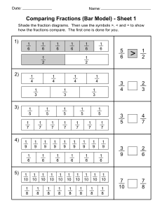 10. Comparing Fractions Worksheet (Bar Model) - Sheet 1. Free, printable, fractions worksheet, fractions, worksheet, comparing, identifying, practice, writing, pdf, sheets, paper, print, download, Grade 1, Grade 2.