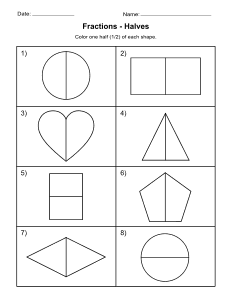 7. Coloring Fractions Worksheet  - One Half (1/2). Free, printable, fractions worksheet, fractions, worksheet, comparing, identifying, practice, writing, pdf, sheets, paper, print, download, Grade 1, Grade 2.