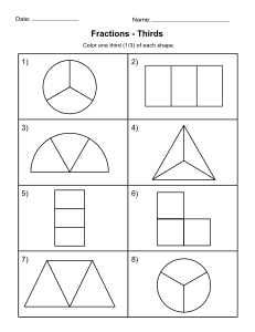 8. Coloring Fractions Worksheet - One Third (1/3). Free, printable, fractions worksheet, fractions, worksheet, comparing, identifying, practice, writing, pdf, sheets, paper, print, download, Grade 1, Grade 2.