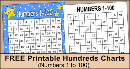 Free Printable Hundreds Charts (Numbers 1 to 100)