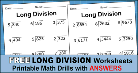 long division with remainders worksheets 4th grade