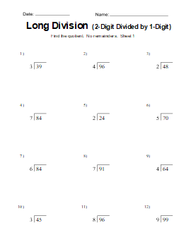 Long Division Worksheets Problems Free Printable Math Drills DIY   Long Division Worksheet 01 010101 Fefefe 