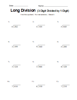 Long Division Worksheets & Problems (Free Printable Math Drills) – DIY ...