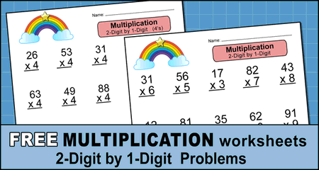 Multiplication Worksheets: (2-Digit by 1-Digit Math Drills)