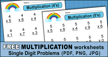 Free Printable Multiplication Worksheets: Math Drills (PDF)