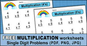 One Digit Multiplication Worksheets