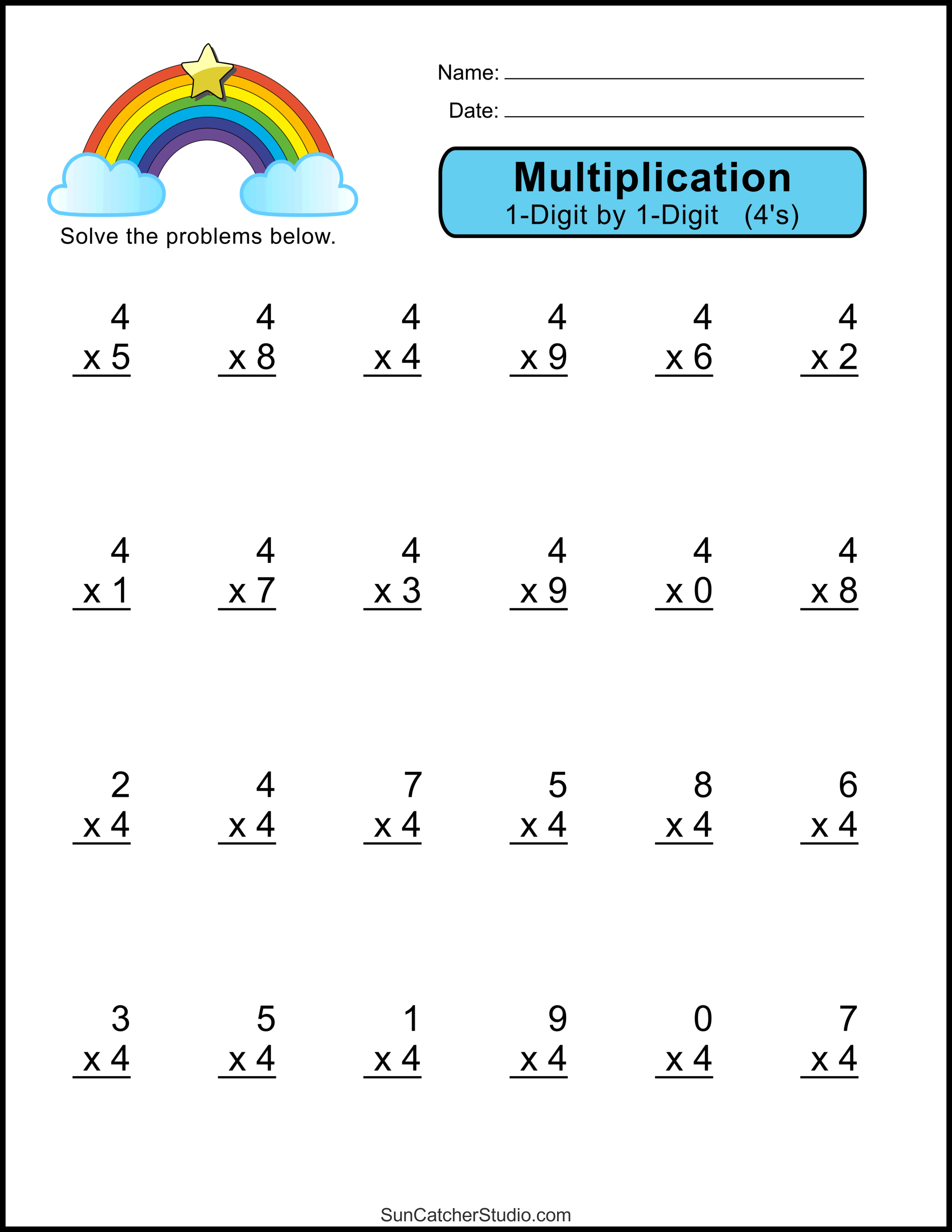 Multiplication Worksheets One Digit Math Drills DIY Projects Patterns Monograms Designs