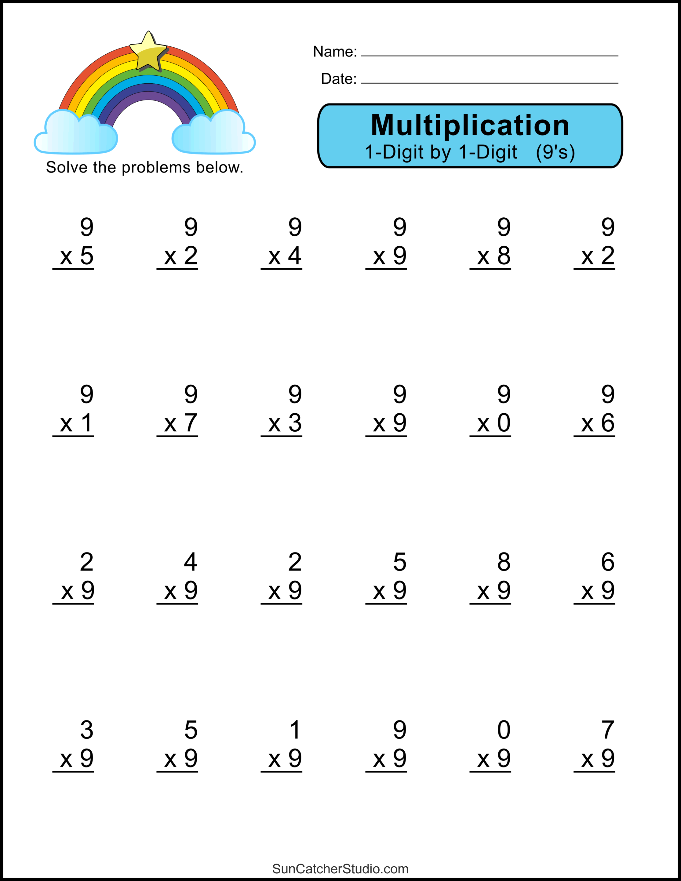 Multiplication Worksheets One Digit Math Drills DIY Projects Patterns Monograms Designs 