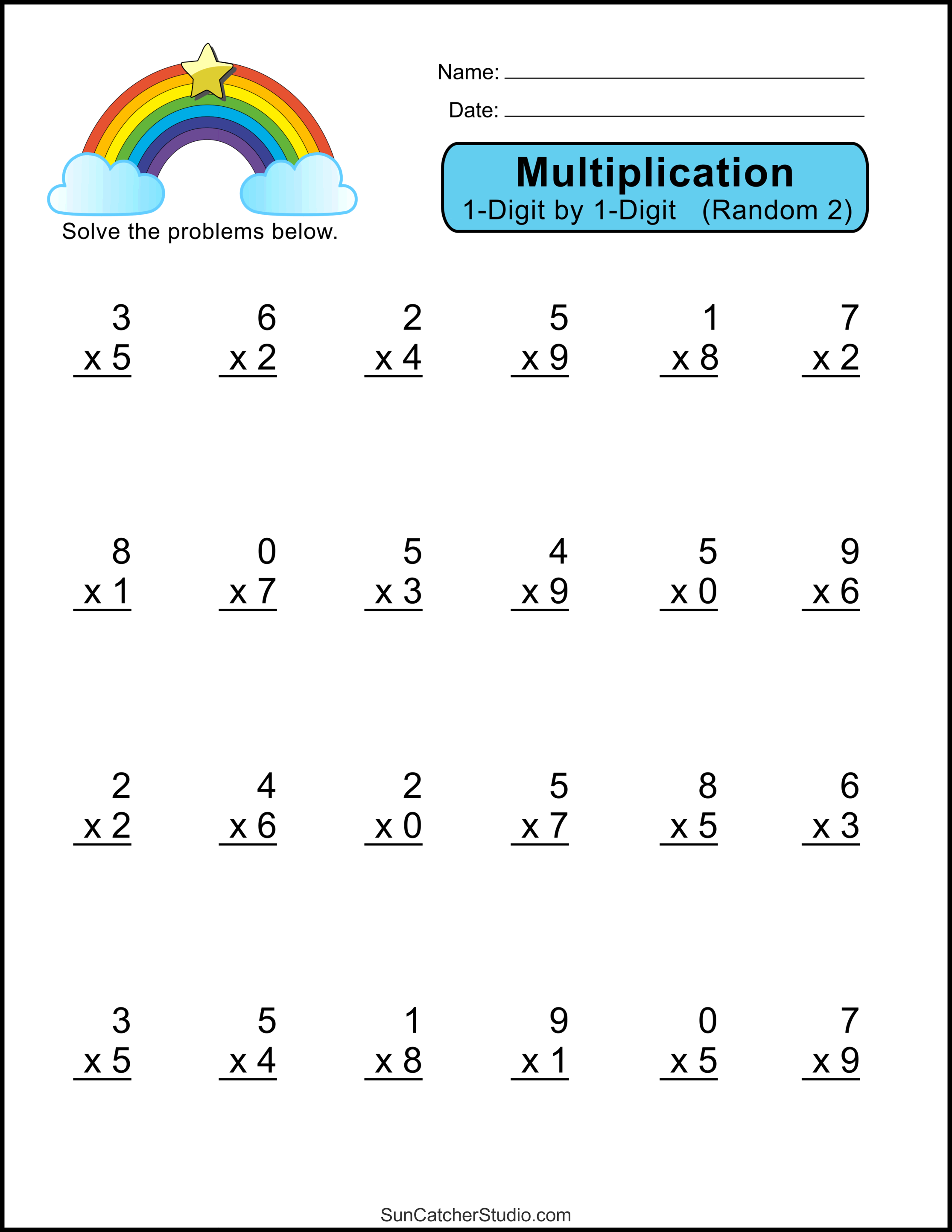 Multiplication Worksheets: (One Digit Math Drills) DIY Projects