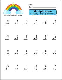 Multiplication worksheet (Random 1). Free printable multiplication worksheets, math drills, multiplication problems, multiply, pdf, 1st grade, 2nd grade, 3rd grade, 4th grade, print, download.