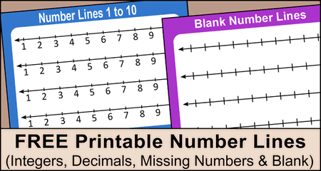 Number Lines (Integers, Decimals, Blank, Missing Numbers)