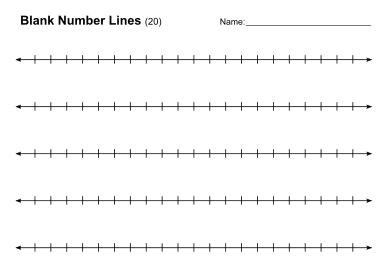 Blank number lines. (0 to 20). free, printable, templates, math, addition, subtraction, download, online, pdf, sheet, 1st grade, 2nd grade, 3rd grade, 4th grade, 5th grade, print.