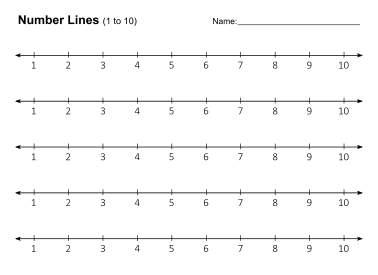 1. Printable number lines. (1 to 10). Number lines, free, printable, templates, math, addition, subtraction, download, online, pdf, sheet, 1st grade, 2nd grade, 3rd grade, 4th grade, 5th grade, print.