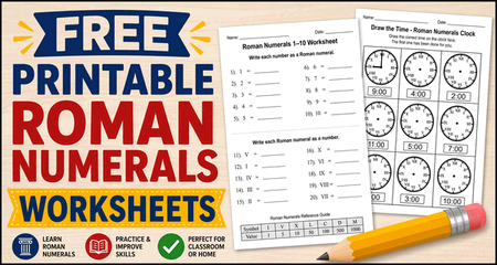 Roman Numerals Worksheets (Free Printable PDFs) Roman Numerals Worksheets (Free Printable PDFs)