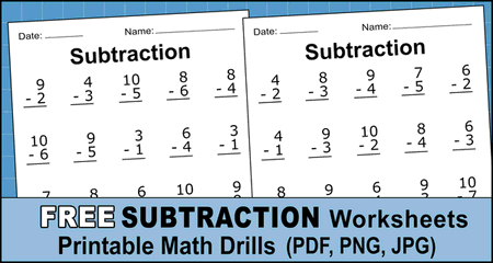 Subtraction Worksheets (Free Printable Math Drills)