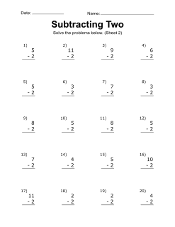 Subtraction worksheet, free, printable, 2. Subtraction worksheet. (Subtraction Two), math drills, problems, kindergarten, 1st grade, 2nd grade, regrouping, integers, simple, basic, easy, print, download.