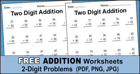 addition worksheets by 2