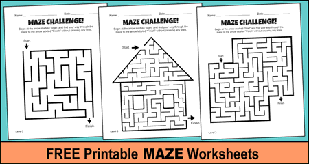 Free Printable Maze Activities and Puzzle Worksheets for Kids