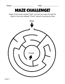 6. Beginner Printable Maze For Kids. Level 1. Free, printable, maze, worksheet, puzzle, activity, kids, children, easy, preschool, kindergarten, 1st Grade, Grade 2, print, download, pdf.