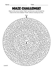 10. Printable Maze Activity for Adults. Level 5 Free, printable, maze, worksheet, puzzle, activity, kids, children, easy, preschool, kindergarten, 1st Grade, Grade 2, print, download, pdf.