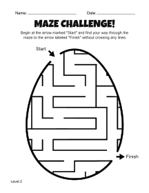 11. Printable Egg Maze For Kids. Level 2. Free, printable, maze, worksheet, puzzle, activity, kids, children, easy, preschool, kindergarten, 1st Grade, Grade 2, print, download, pdf.