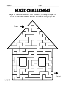13. Free Printable Maze. Level 3. Free, printable, maze, worksheet, puzzle, activity, kids, children, easy, preschool, kindergarten, 1st Grade, Grade 2, print, download, pdf.