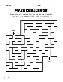 15. Printable Maze Activity. Level 3. Free, printable, maze, worksheet, puzzle, activity, kids, children, easy, preschool, kindergarten, 1st Grade, Grade 2, print, download, pdf.