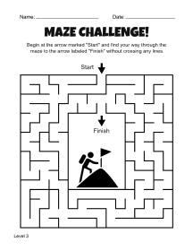 3. Free Printable Maze. Level 3. Free, printable, maze, worksheet, puzzle, activity, kids, children, easy, preschool, kindergarten, 1st Grade, Grade 2, print, download, pdf.
