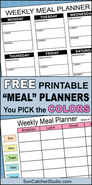 Free printable weekly meal planners, menu planners, templates, DIY, pdf, plan, daily, diet, food, 7-day, family, grocery list, daily, weekly, print, download, online, simple.