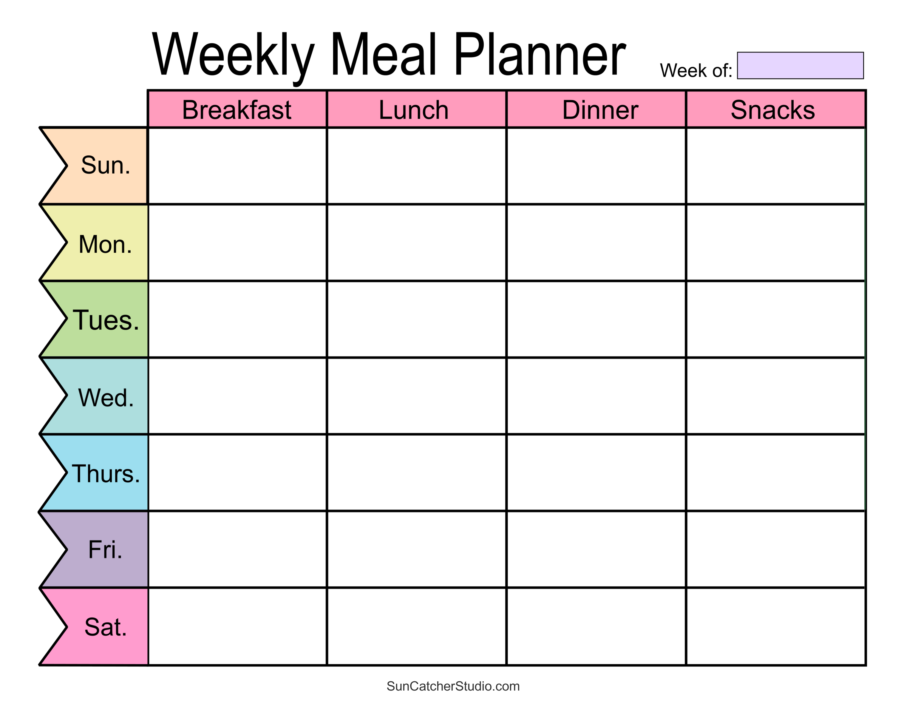 Meal Planners: Printable Weekly Menu Templates (PDF) DIY Projects
