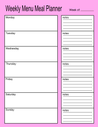 Healthy meal plan for a week. Meal planner, weekly, template, menu, printable, free, pdf, diet, food, prep, family, grocery list, notes, print, download, online, simple.