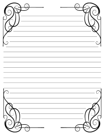 11. Black and white printable decorative stationery. Free, printable, stationery, writing paper, lined, blank, template, notepaper, decorative, beautiful, pretty, pdf, png, print, customize, personalize, download.