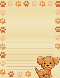 18. Dog or puppy paw prints paper. Free, printable, stationery, writing paper, lined, blank, template, notepaper, decorative, beautiful, pretty, pdf, png, print, customize, personalize, download.