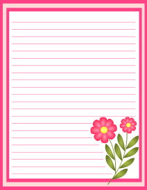 6. Floral printable writing stationery. Free, printable, stationery, writing paper, lined, blank, template, notepaper, decorative, beautiful, pretty, pdf, png, print, customize, personalize, download.